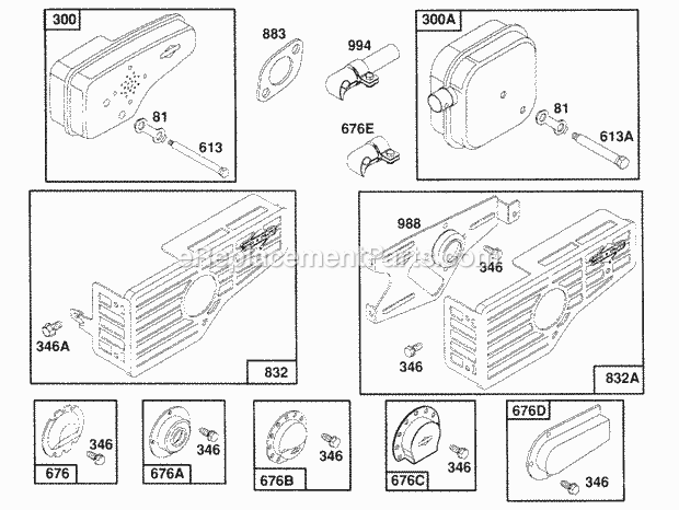 Briggs and Stratton 122702-3207-01 Engine Mufflers And Deflectors Diagram