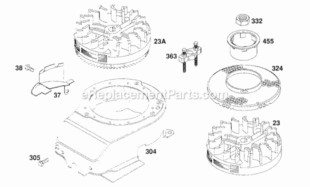 Briggs and Stratton 122702-3207-01 Engine Blower Hsg Flywheels Diagram