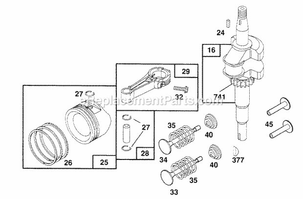 Briggs and Stratton 122802-0431-01 Engine Crankshaft Piston Group Diagram