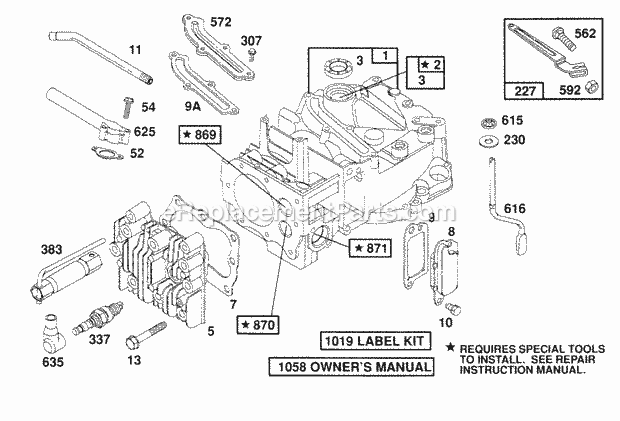 Briggs and Stratton 122802-0431-01 Engine CylinderCyl Head Diagram