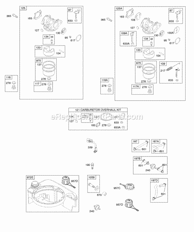 Briggs and Stratton 122L02-0924-F1 Engine Carburetor Fuel Supply Diagram