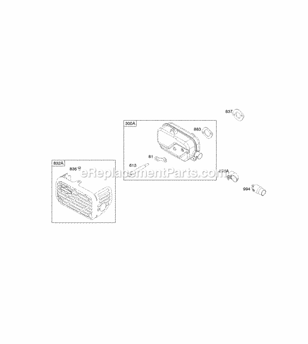 Briggs and Stratton 122Q02-0132-H1 Engine Exhaust System Diagram