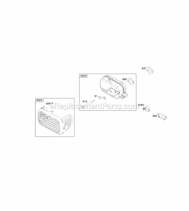 Briggs and Stratton 122S02-0135-H1 Engine Exhaust System Diagram