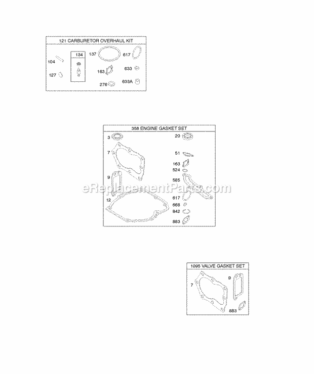 Briggs and Stratton 122T02-0113-B1 Engine Carburetor Engine Valve Kits Diagram