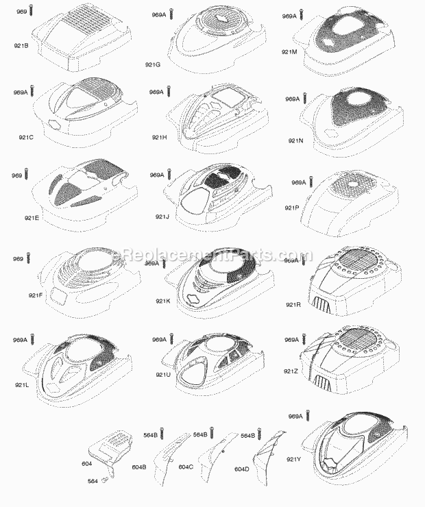 Briggs and Stratton 122T05-1054-B1 Engine Blower Housing CoverShroud Diagram