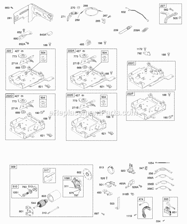 Briggs and Stratton 123332-0235-B1 Engine Controls Electric Starter Governor Spring Ignition Diagram