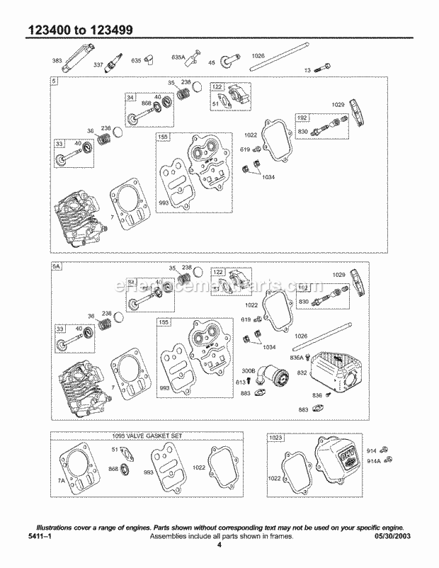 Briggs and Stratton 123432-0057-E1 Engine Head Group Diagram