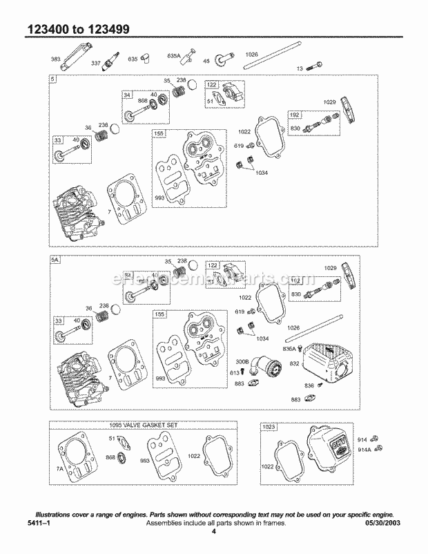 Briggs and Stratton 123432-0101-A1 Engine Head Group Diagram