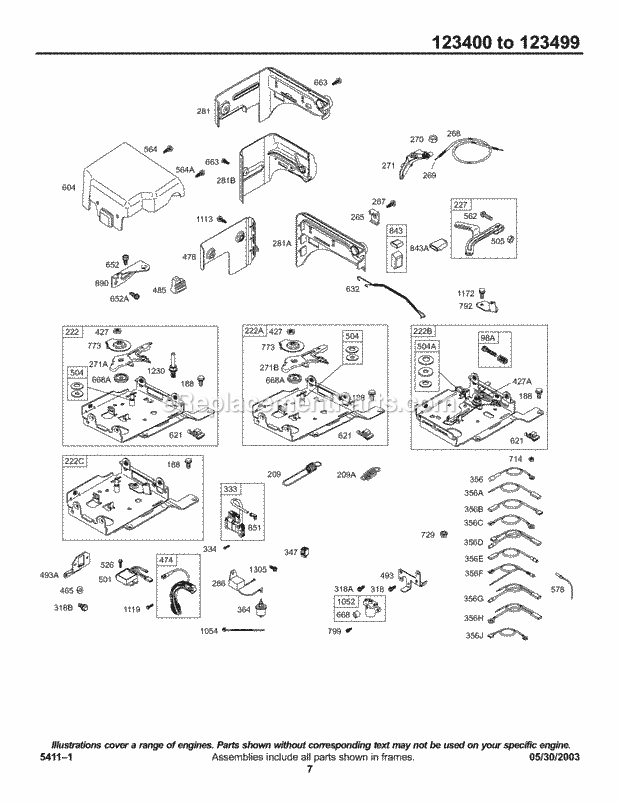 Briggs and Stratton 123432-0105-E1 Engine Controls Governor Springs Ignition Diagram