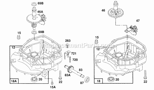 Briggs and Stratton 123702-0106-01 Engine Sump Base Assemblies Diagram