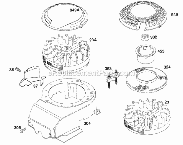 Briggs and Stratton 123702-0106-01 Engine Blower Hsg Flywheels Diagram