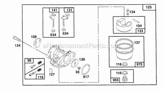 Briggs and Stratton 123702-0106-01 Engine Carburetor Assembly Diagram