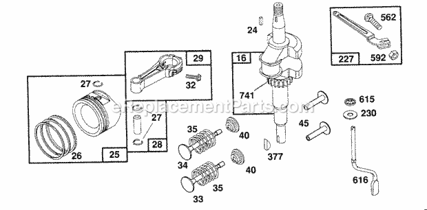 Briggs and Stratton 123702-0106-01 Engine Crankshaft Piston Group Diagram