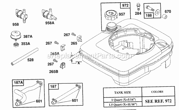 Briggs and Stratton 123702-0106-01 Engine Fuel Tank Assy Hoses Diagram