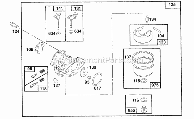 Briggs & Stratton 123807-0217-01 Engine Carburetor Assembly Diagram