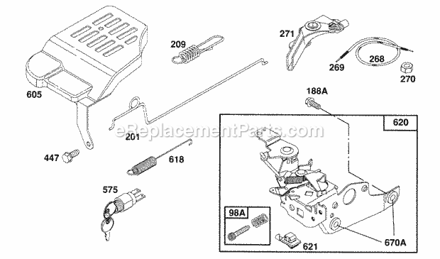 Briggs & Stratton 123807-0217-01 Engine Control Bracket Assy Diagram