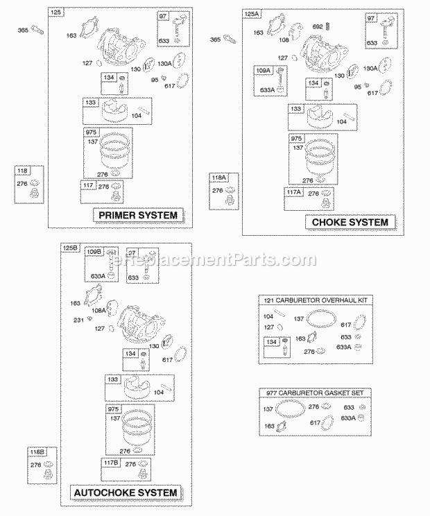 Briggs & Stratton 123K02-0119-E1 Engine Carburetor Diagram