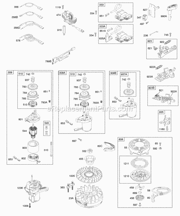 Briggs and Stratton 123K02-0120-E1 Engine Alternator Electric Starter Electrical Flywheel Flywheel Brake Ignition Rewind Starter Diagram