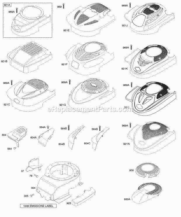 Briggs and Stratton 123K02-0236-E1 Engine Blower HousingShrouds Diagram