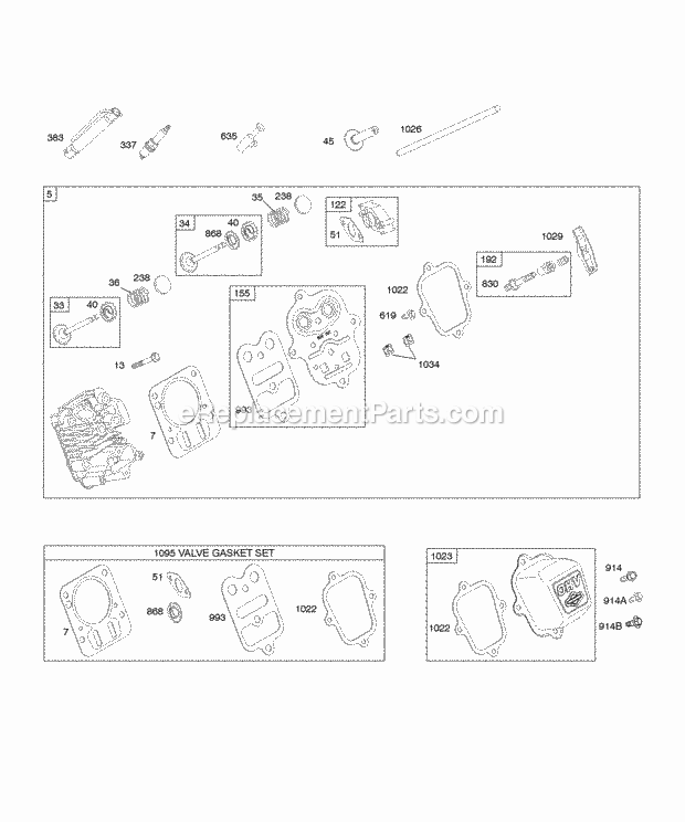 Briggs and Stratton 124332-0171-01 Engine Cylinder Head Diagram