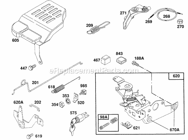 Briggs and Stratton 124702-0101-01 Engine Control Bracket Assy Diagram