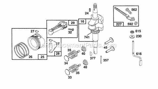 Briggs and Stratton 124702-0101-01 Engine Crankshaft Piston Group Diagram