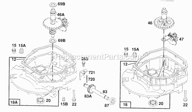 Briggs and Stratton 124702-0108-01 Engine Sump Base Assemblies Diagram