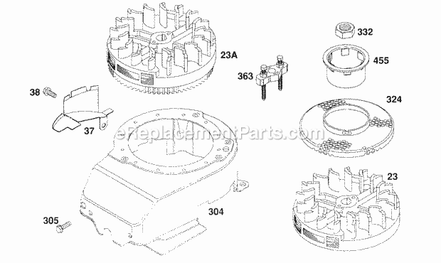 Briggs and Stratton 124702-0108-01 Engine Blower Hsg Flywheels Diagram