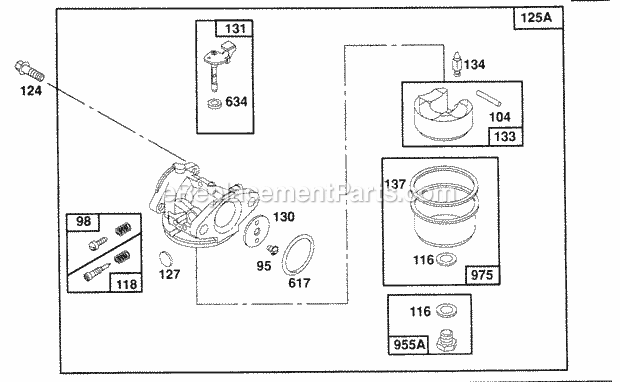 Briggs and Stratton 124702-0467-01 Engine Carburetor Assembly Diagram