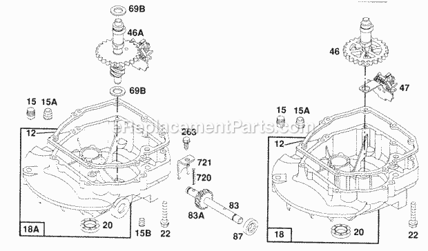 Briggs and Stratton 124707-0129-01 Engine Rewind Assembly Diagram