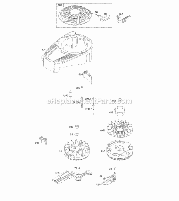 Briggs and Stratton 124Q02-0110-F1 Engine Blower Housing CoverGuards Flywheel Rewind Starter Diagram