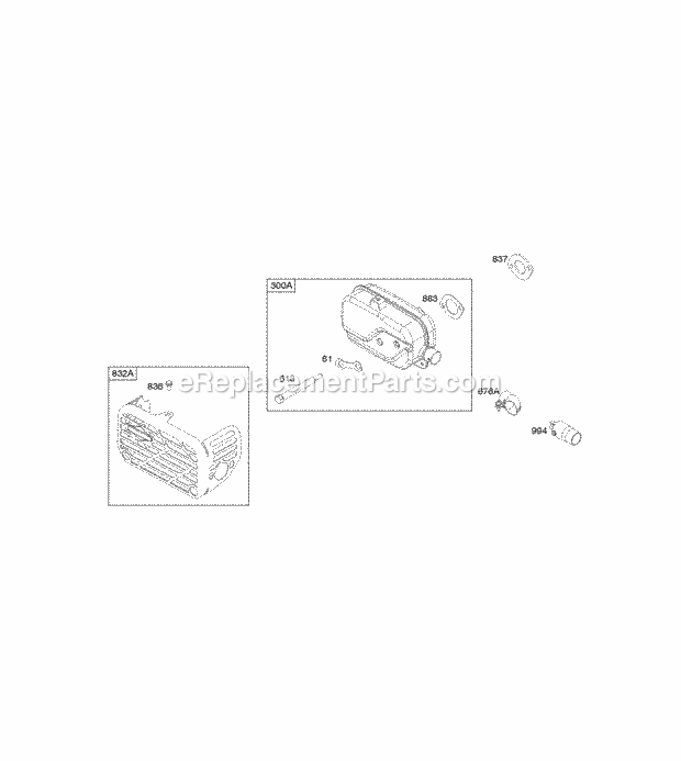 Briggs and Stratton 124Q02-0110-F1 Engine Exhaust System Diagram