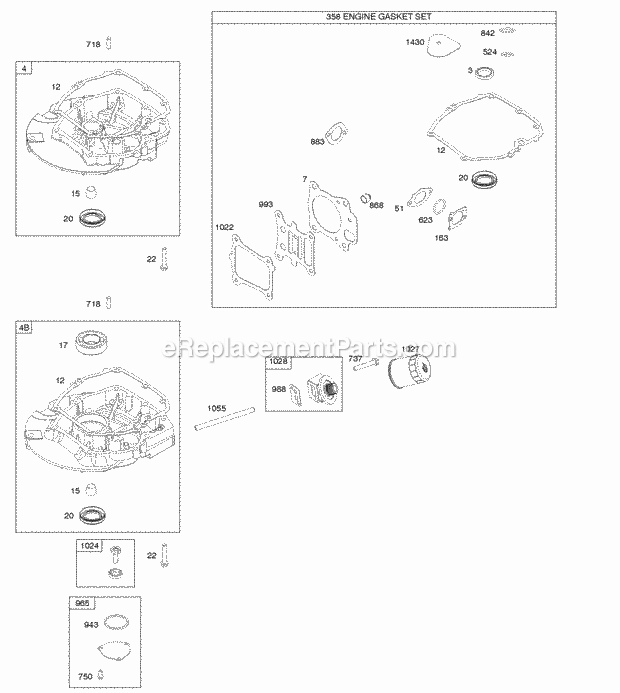 Briggs and Stratton 124Q02-0122-F1 Engine Gasket Set-Engine Sump Diagram