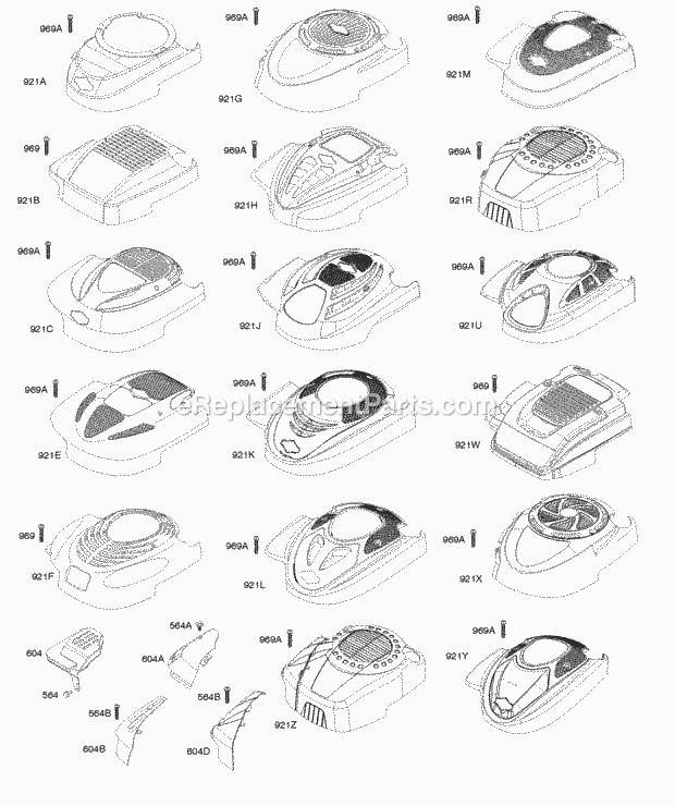 Briggs and Stratton 124T02-0142-B1 Engine Blower HousingShrouds Diagram