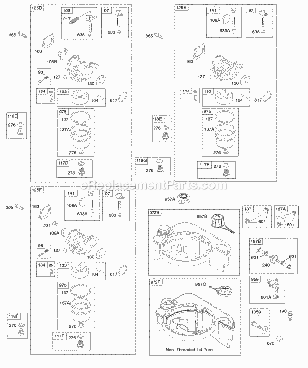 Briggs and Stratton 124T02-0142-B1 Engine Carburator Fuel Supply Diagram