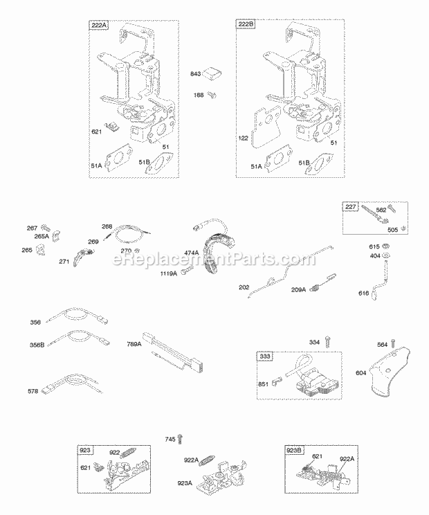 Briggs and Stratton 125607-0148-B1 Engine Controls Flywheel Brake Governor Spring Ignition Diagram