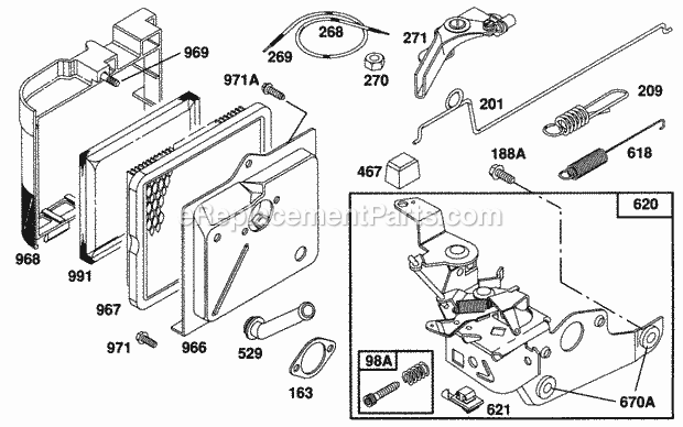 Briggs and Stratton 125702-0113-01 Engine Control Brkt AssyAircleaner Diagram