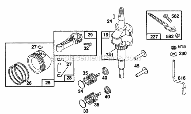 Briggs and Stratton 125702-0115-02 Engine Crankshaft Piston Group Diagram