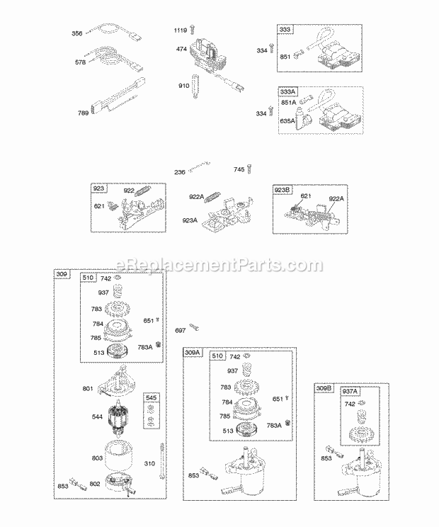 Briggs and Stratton 125H02-0110-D1 Engine Alternator Electric Starter Electrical Flywheel Brake Ignition Diagram