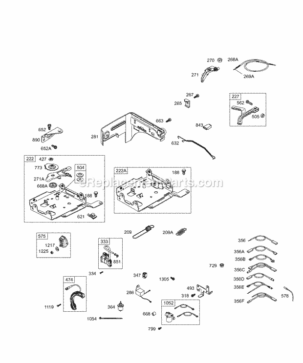 Briggs and Stratton 126402-0191-E1 Engine Controls Governor Spring Ignition Diagram