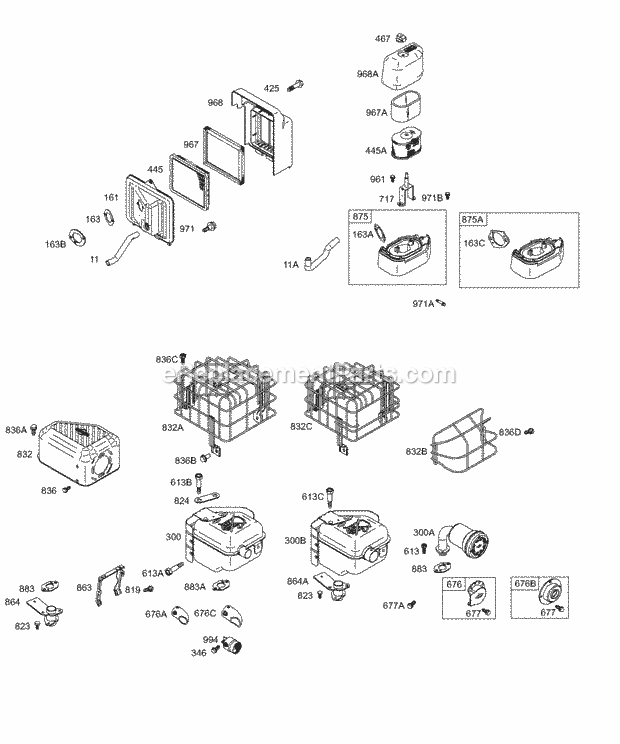 Briggs and Stratton 126412-0125-E1 Engine Air Cleaner Muffler Diagram