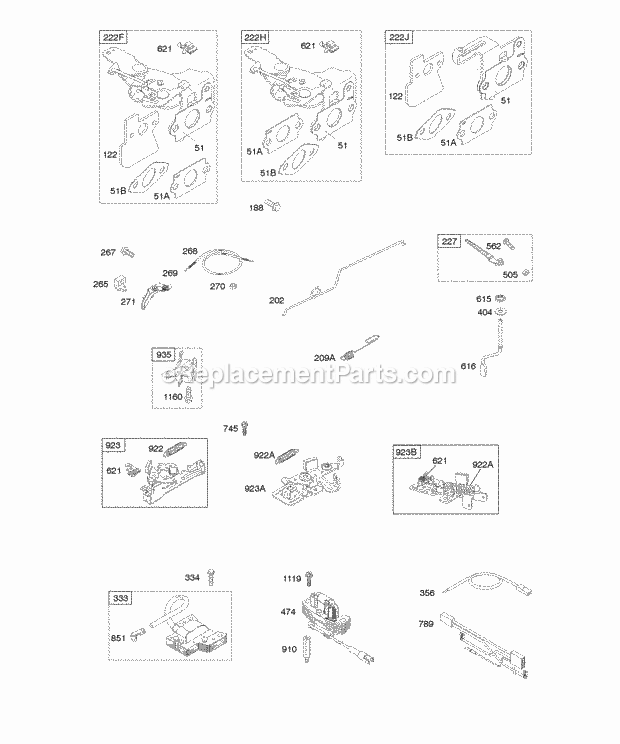 Briggs and Stratton 126602-0100-B1 Engine Controls Flywheel Brake Governor Spring Ignition Diagram