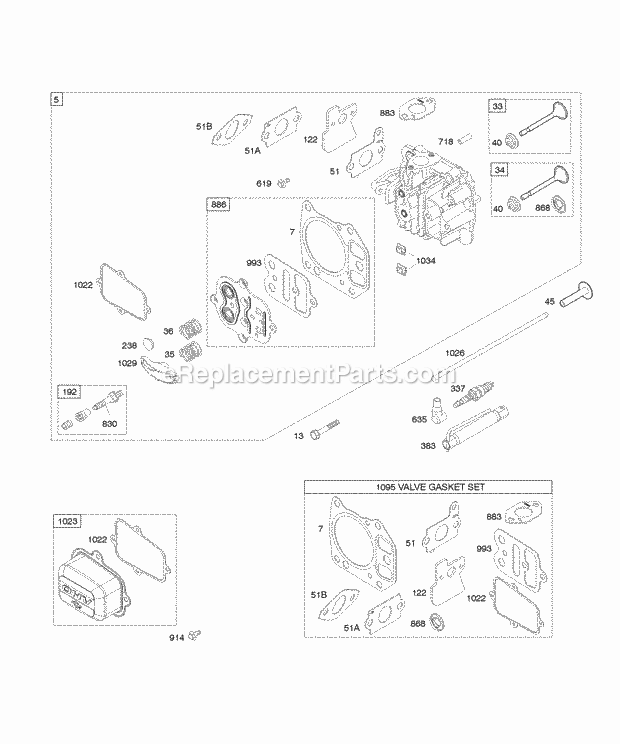 Briggs and Stratton 126602-0100-B1 Engine Cylinder Head Diagram