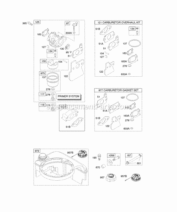 Briggs and Stratton 126602-0101-E1 Engine Carburetor Fuel Supply Diagram