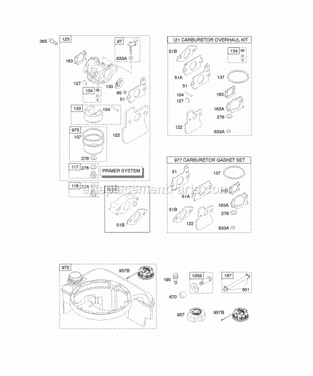Briggs and Stratton 126602-0141-B1 Engine Carburetor Fuel Supply Diagram