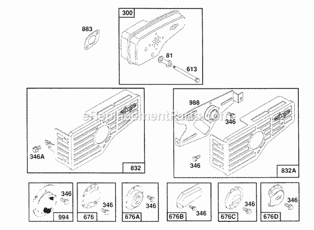 Briggs and Stratton 126702-0101-01 Engine Mufflers And Deflectors Diagram