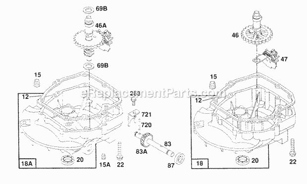 Briggs and Stratton 126702-0101-01 Engine Sump Base Assemblies Diagram