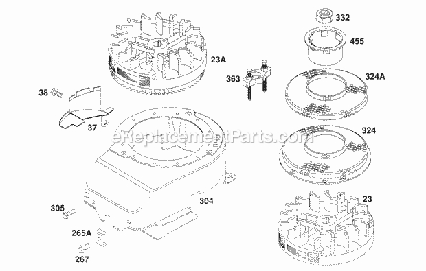 Briggs and Stratton 126702-0101-01 Engine Blower Hsg Flywheels Diagram