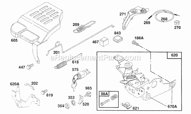 Briggs and Stratton 126702-0101-01 Engine Control Bracket Assy Diagram