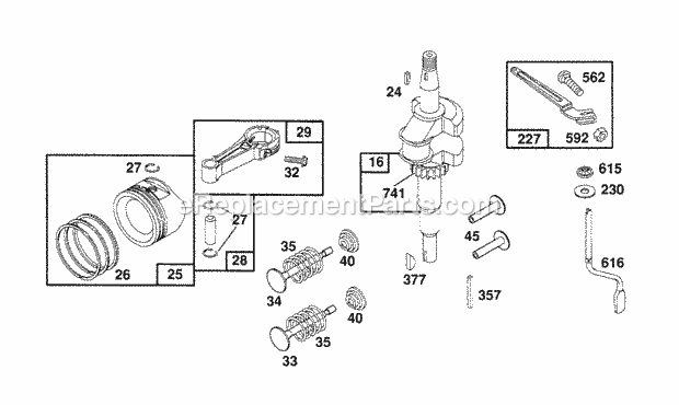 Briggs and Stratton 126702-0101-01 Engine Crankshaft Piston Group Diagram